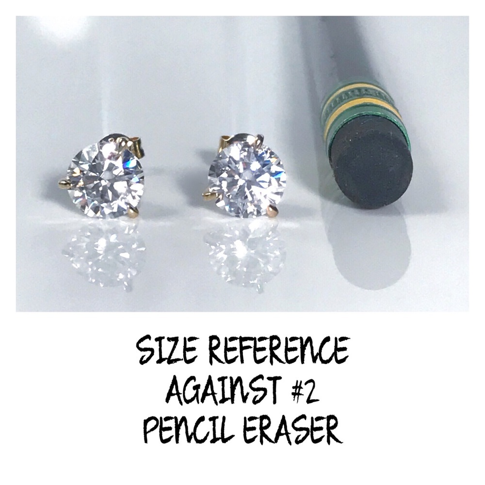 14KT 2 CARAT GENUINE MOISSANITE SOLID YELLOW GOLD MARTINI SET STUD EARRINGS NWOT - Picture 8 of 12